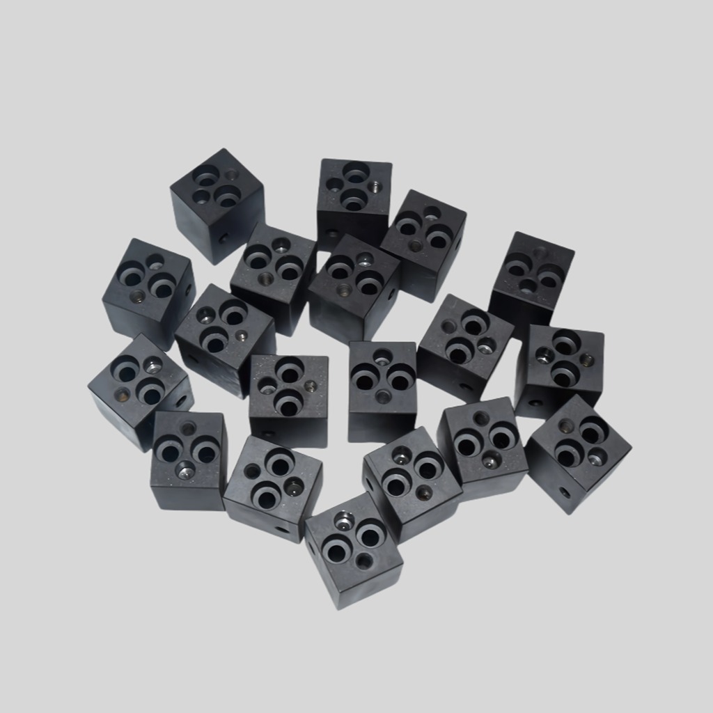 Black anodized precision machined industrial automation equipment parts
